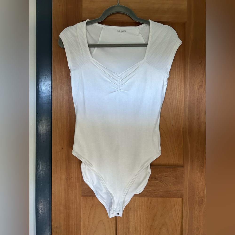 Small Old Navy White Ribbed Bodysuit